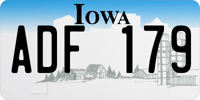 IA license plate ADF179