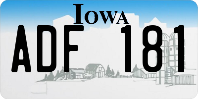 IA license plate ADF181