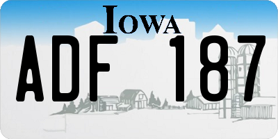 IA license plate ADF187