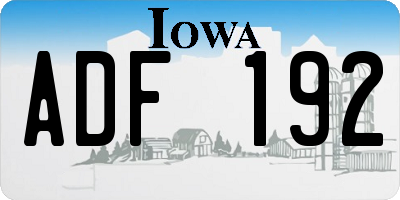 IA license plate ADF192