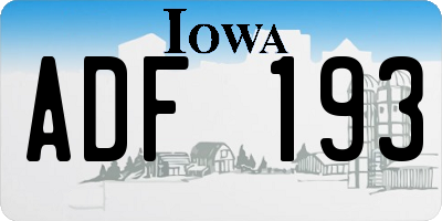 IA license plate ADF193