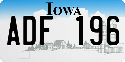 IA license plate ADF196