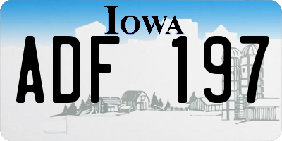 IA license plate ADF197