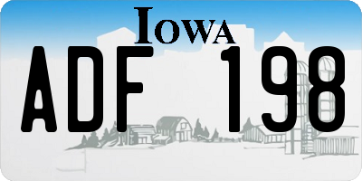 IA license plate ADF198