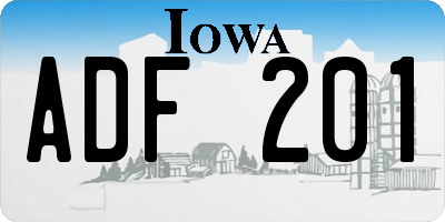 IA license plate ADF201