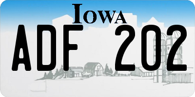 IA license plate ADF202