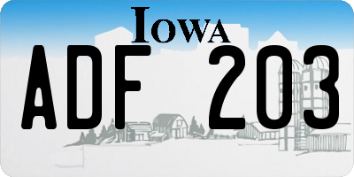 IA license plate ADF203