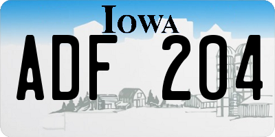 IA license plate ADF204