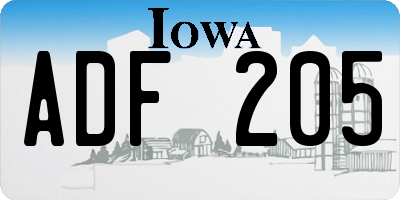IA license plate ADF205