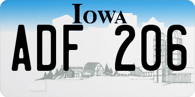 IA license plate ADF206