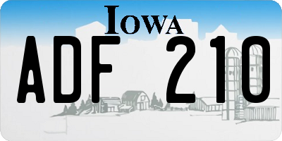 IA license plate ADF210