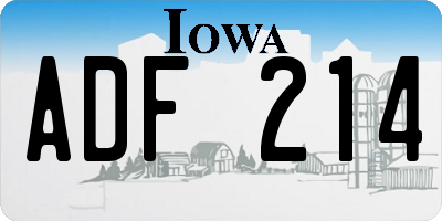 IA license plate ADF214