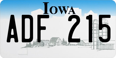 IA license plate ADF215