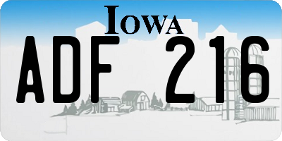 IA license plate ADF216