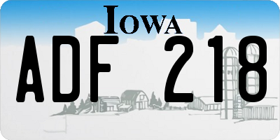 IA license plate ADF218
