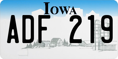 IA license plate ADF219