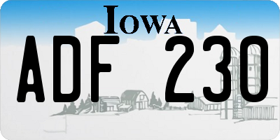 IA license plate ADF230