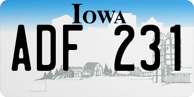 IA license plate ADF231