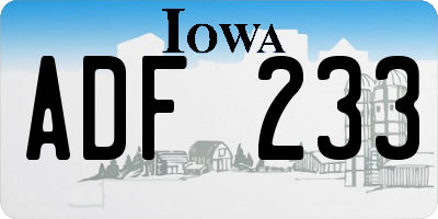 IA license plate ADF233