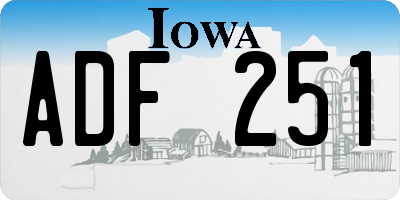 IA license plate ADF251