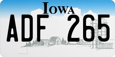 IA license plate ADF265