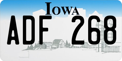 IA license plate ADF268