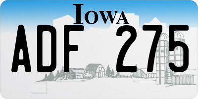 IA license plate ADF275