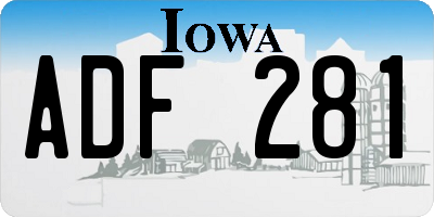 IA license plate ADF281