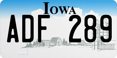IA license plate ADF289