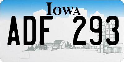 IA license plate ADF293