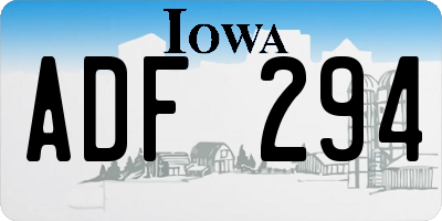 IA license plate ADF294