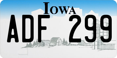 IA license plate ADF299