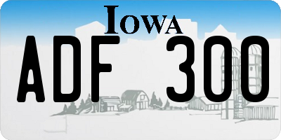 IA license plate ADF300