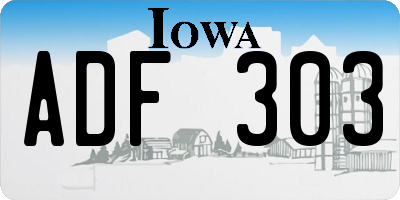 IA license plate ADF303