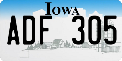 IA license plate ADF305