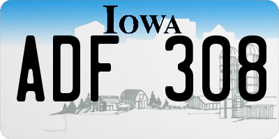 IA license plate ADF308