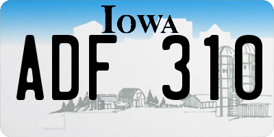 IA license plate ADF310