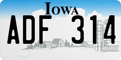 IA license plate ADF314