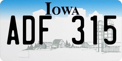 IA license plate ADF315