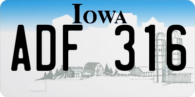 IA license plate ADF316