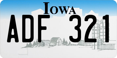 IA license plate ADF321