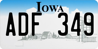 IA license plate ADF349