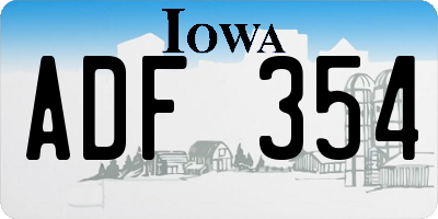 IA license plate ADF354