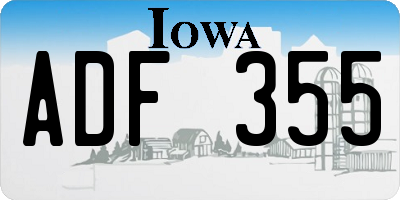 IA license plate ADF355