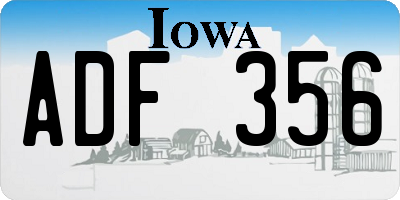 IA license plate ADF356