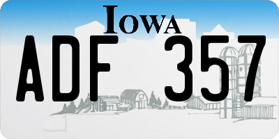 IA license plate ADF357