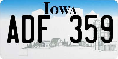 IA license plate ADF359