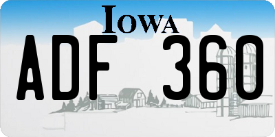 IA license plate ADF360