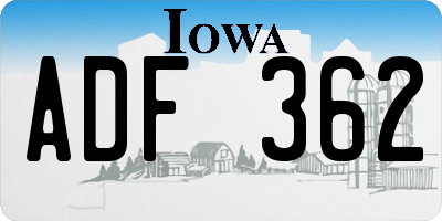 IA license plate ADF362