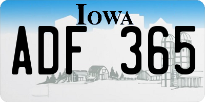 IA license plate ADF365